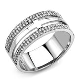 High polished (no plating) Stainless Steel Ring with AAA Grade CZ  in Clear