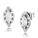 High polished (no plating) Stainless Steel Earrings with AAA Grade CZ  in Clear
