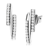 High polished (no plating) Stainless Steel Earrings with AAA Grade CZ  in Clear
