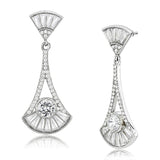 High polished (no plating) Stainless Steel Earrings with AAA Grade CZ  in Clear