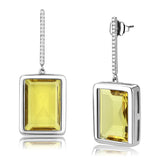 High polished (no plating) Stainless Steel Earrings with Top Grade Crystal  in Topaz