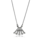 High polished (no plating) Stainless Steel Chain Pendant with AAA Grade CZ  in Clear