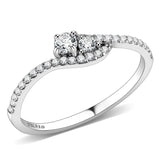 High polished (no plating) Stainless Steel Ring with AAA Grade CZ  in Clear