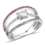 High polished (no plating) Stainless Steel Ring with AAA Grade CZ  in Multi Color