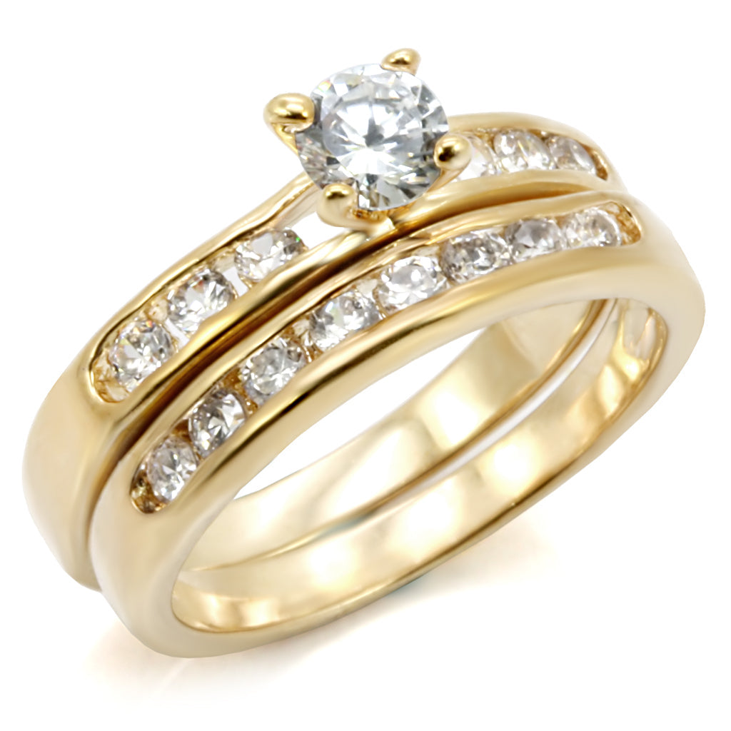 High-Polished 925 Sterling Silver Ring with AAA Grade CZ  in Clear
