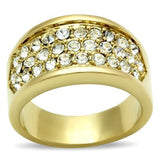 IP Gold(Ion Plating) Brass Ring with Top Grade Crystal  in Clear