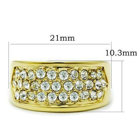 IP Gold(Ion Plating) Brass Ring with Top Grade Crystal  in Clear