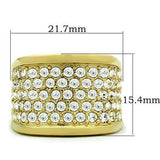 IP Gold(Ion Plating) Brass Ring with Top Grade Crystal  in Clear