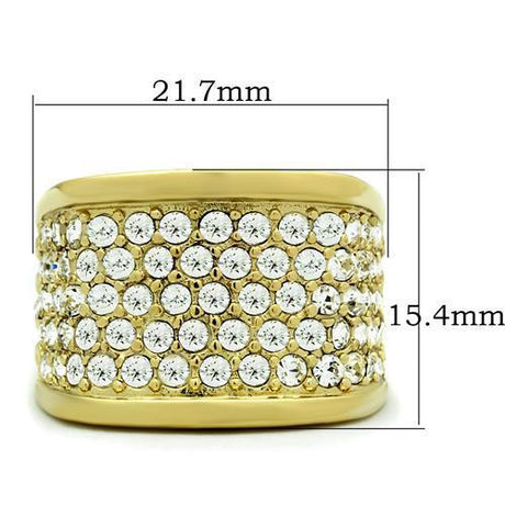 IP Gold(Ion Plating) Brass Ring with Top Grade Crystal  in Clear