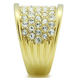 IP Gold(Ion Plating) Brass Ring with Top Grade Crystal  in Clear