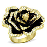 IP Gold(Ion Plating) Brass Ring with Top Grade Crystal  in Clear