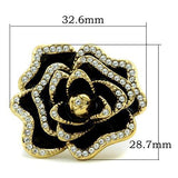 IP Gold(Ion Plating) Brass Ring with Top Grade Crystal  in Clear