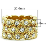 IP Gold(Ion Plating) Brass Ring with Top Grade Crystal  in Clear