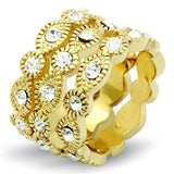 IP Gold(Ion Plating) Brass Ring with Top Grade Crystal  in Clear