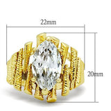 IP Gold(Ion Plating) Brass Ring with AAA Grade CZ  in Clear