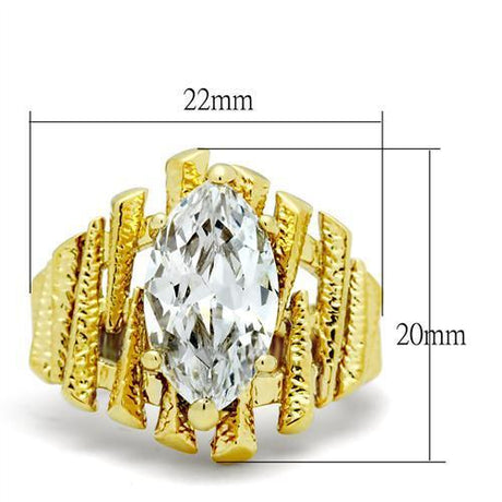 IP Gold(Ion Plating) Brass Ring with AAA Grade CZ  in Clear