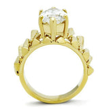 IP Gold(Ion Plating) Brass Ring with AAA Grade CZ  in Clear