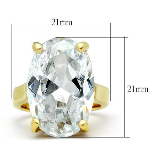 IP Gold(Ion Plating) Brass Ring with AAA Grade CZ  in Clear