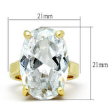 IP Gold(Ion Plating) Brass Ring with AAA Grade CZ  in Clear