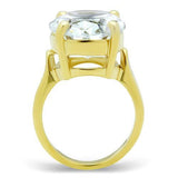 IP Gold(Ion Plating) Brass Ring with AAA Grade CZ  in Clear