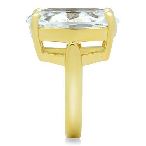 IP Gold(Ion Plating) Brass Ring with AAA Grade CZ  in Clear