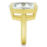 IP Gold(Ion Plating) Brass Ring with AAA Grade CZ  in Clear