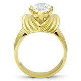 IP Gold(Ion Plating) Brass Ring with AAA Grade CZ  in Clear