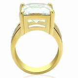 IP Gold(Ion Plating) Brass Ring with AAA Grade CZ  in Clear