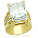 IP Gold(Ion Plating) Brass Ring with AAA Grade CZ  in Clear