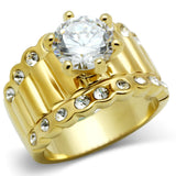 IP Gold(Ion Plating) Brass Ring with AAA Grade CZ  in Clear