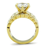 IP Gold(Ion Plating) Brass Ring with AAA Grade CZ  in Clear