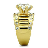 IP Gold(Ion Plating) Brass Ring with AAA Grade CZ  in Clear