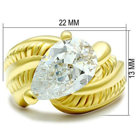 IP Gold(Ion Plating) Brass Ring with AAA Grade CZ  in Clear