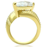 IP Gold(Ion Plating) Brass Ring with AAA Grade CZ  in Clear
