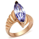 IP Rose Gold(Ion Plating) Brass Ring with AAA Grade CZ  in Light Amethyst
