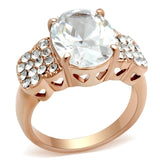 IP Rose Gold(Ion Plating) Brass Ring with AAA Grade CZ  in Clear
