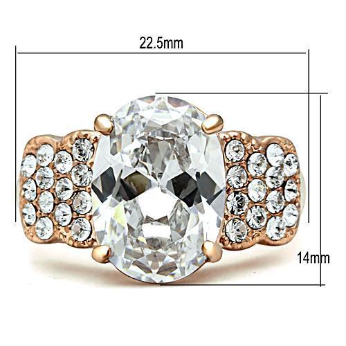 IP Rose Gold(Ion Plating) Brass Ring with AAA Grade CZ  in Clear