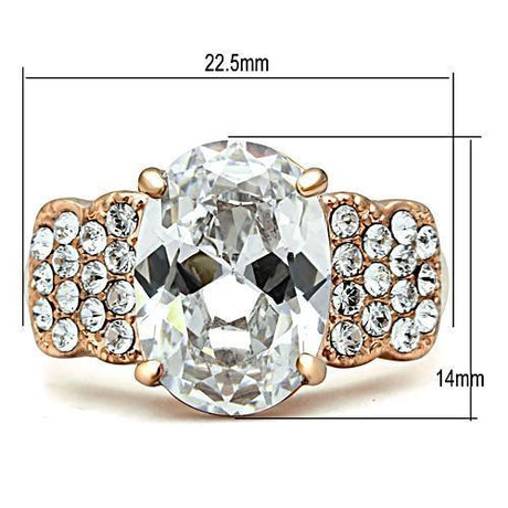 IP Rose Gold(Ion Plating) Brass Ring with AAA Grade CZ  in Clear