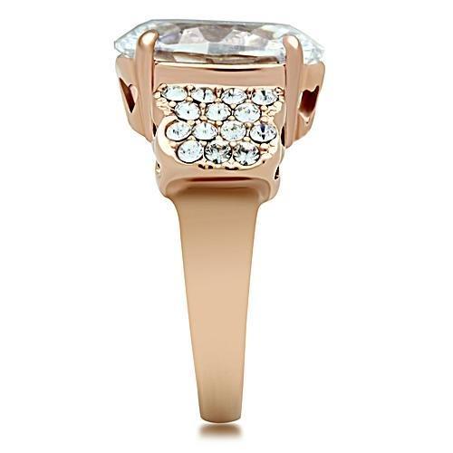IP Rose Gold(Ion Plating) Brass Ring with AAA Grade CZ  in Clear