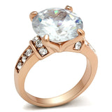 IP Rose Gold(Ion Plating) Brass Ring with AAA Grade CZ  in Clear
