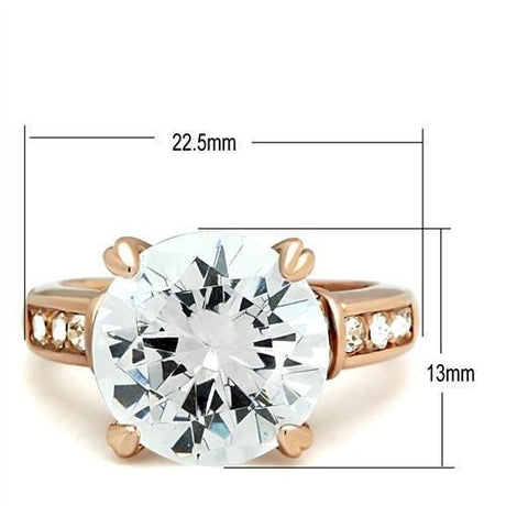 IP Rose Gold(Ion Plating) Brass Ring with AAA Grade CZ  in Clear