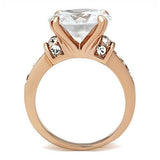 IP Rose Gold(Ion Plating) Brass Ring with AAA Grade CZ  in Clear