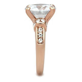 IP Rose Gold(Ion Plating) Brass Ring with AAA Grade CZ  in Clear