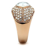 IP Rose Gold(Ion Plating) Brass Ring with Top Grade Crystal  in Clear