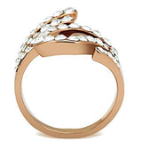IP Rose Gold(Ion Plating) Brass Ring with Top Grade Crystal  in Clear