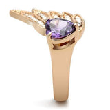 IP Rose Gold(Ion Plating) Brass Ring with AAA Grade CZ  in Amethyst
