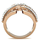 IP Rose Gold(Ion Plating) Brass Ring with Top Grade Crystal  in Clear