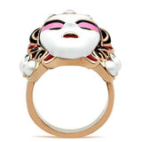 IP Rose Gold(Ion Plating) Brass Ring with Top Grade Crystal  in Clear