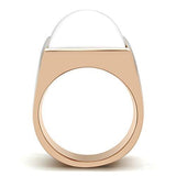 IP Rose Gold(Ion Plating) Brass Ring with Synthetic Synthetic Stone in White
