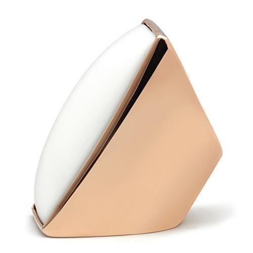 IP Rose Gold(Ion Plating) Brass Ring with Synthetic Synthetic Stone in White